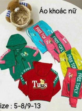 Áo khoác hoodie zip cho bé gái 
